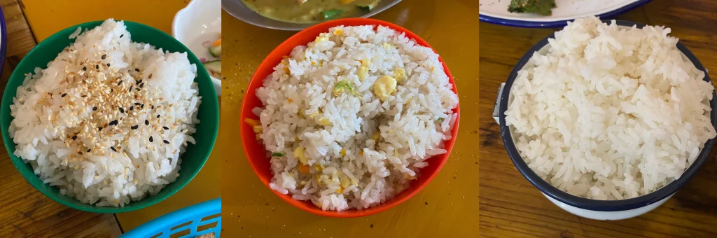 3 rice dishes, collage